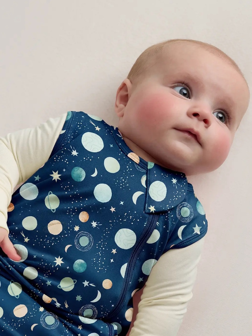 Quince Bamboo baby Sleep Sack Tog 1.0 Navy Planet Pattern, size M (new) - Picture 3 of 6